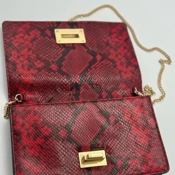 Michael Kors Calf Leather Python Print Clutch with Chain - Picture 1 of 12